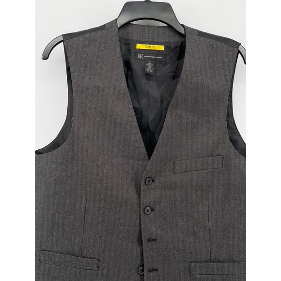 INC Inc International Concepts Men's Gray Slim Fit Striped Sleeveless Vest SZ M - Picture 3 of 10